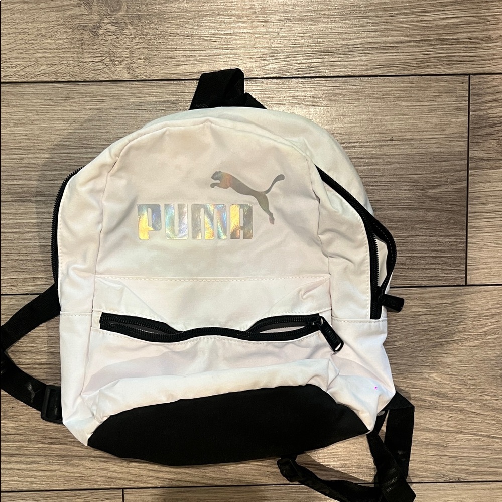 PUMA Holographic Logo White and Black Backpack